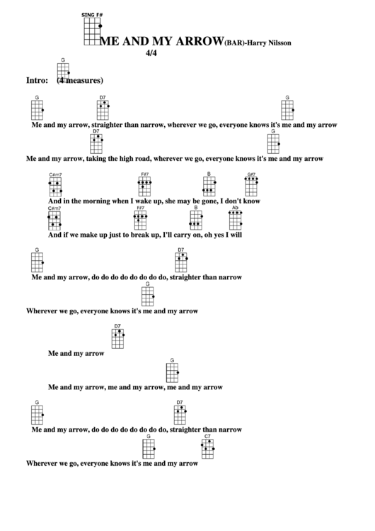 Me And My Arrow (Bar) - Harry Nilsson Chord Chart Printable pdf