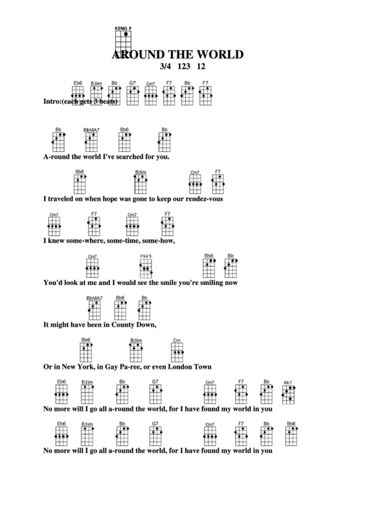 Around The World Chord Chart Printable pdf