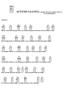 Autumn Leaves - W. Jacques Prevert, Johnny Mercer Chord Chart Printable pdf