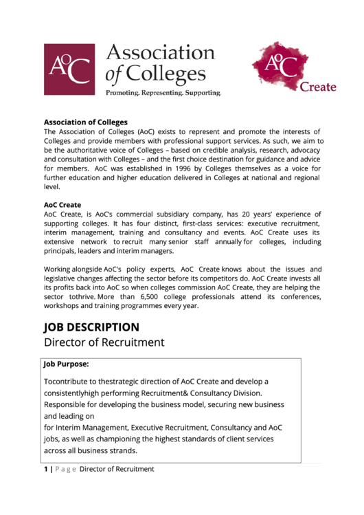 Job Description - Director Of Recruitment Printable pdf