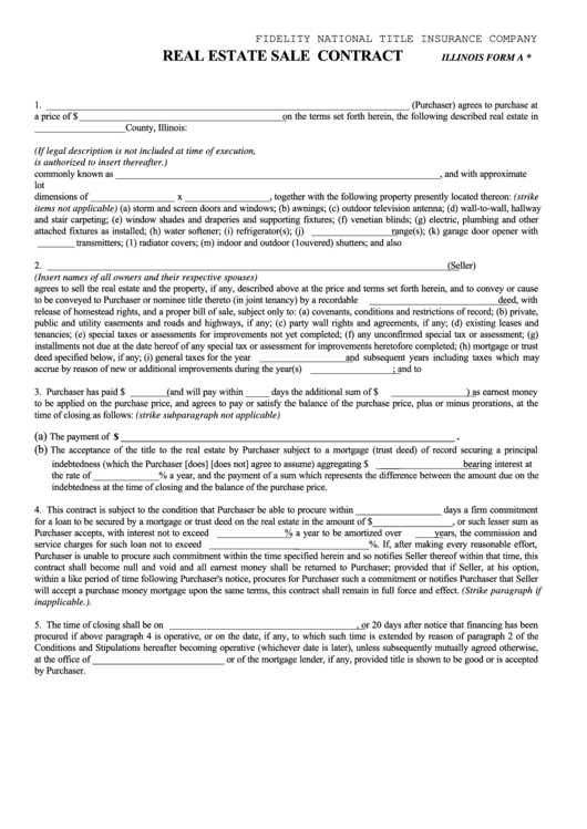 Real Estate Sale Contract Template Printable pdf