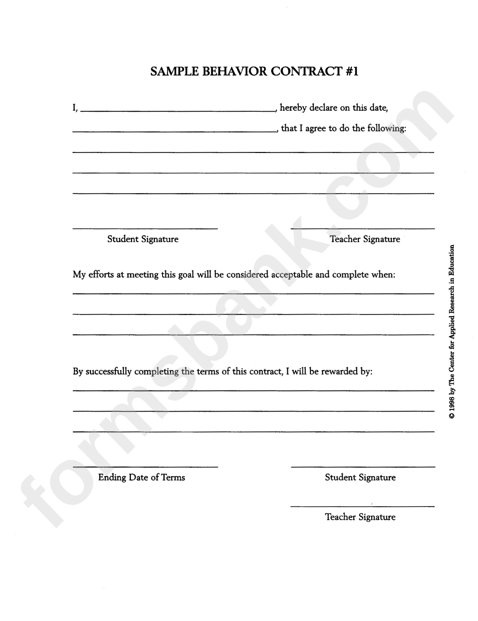 Sample Behavior Contract