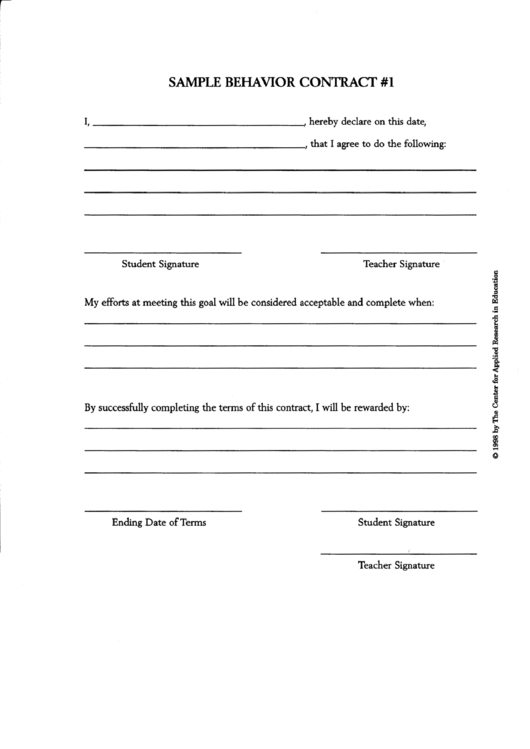 Sample Behavior Contract Printable pdf