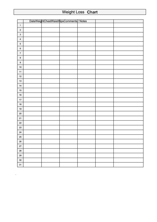 Weight Loss Chart printable pdf download