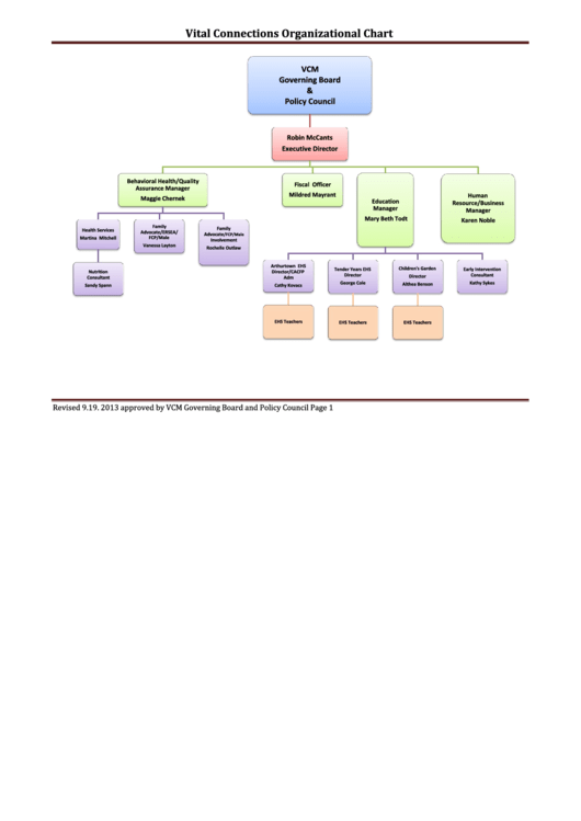 Vital Connections Organizational Chart