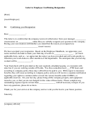 Letter To Employee Confirming Resignation