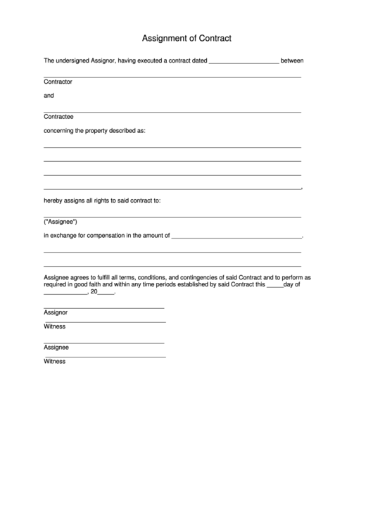 how to fill out assignment of contract