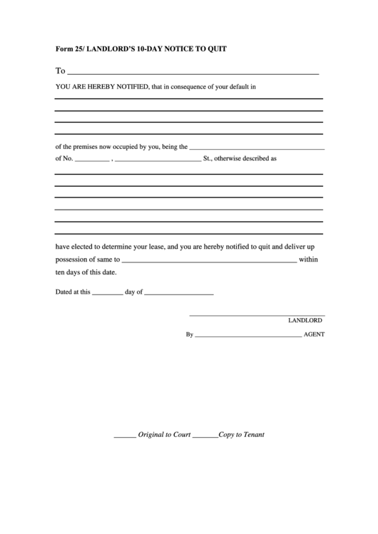 Fillable Form 25 - Landlord