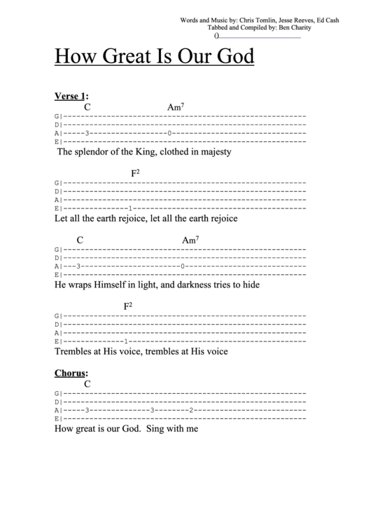 How Great Is Our God (Bass Tab) - The Benjamin Resource Printable pdf