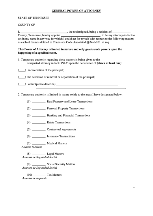 Fillable General Power Of Attorney Form Printable pdf