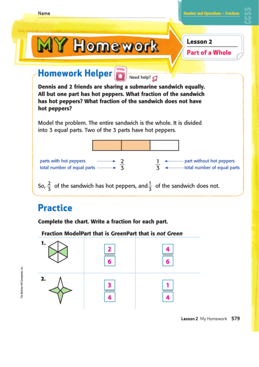 Number And Operations Fractions Worksheet