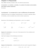 Identifying, Evaluating, Adding And Subtracting Polynomials Worksheet