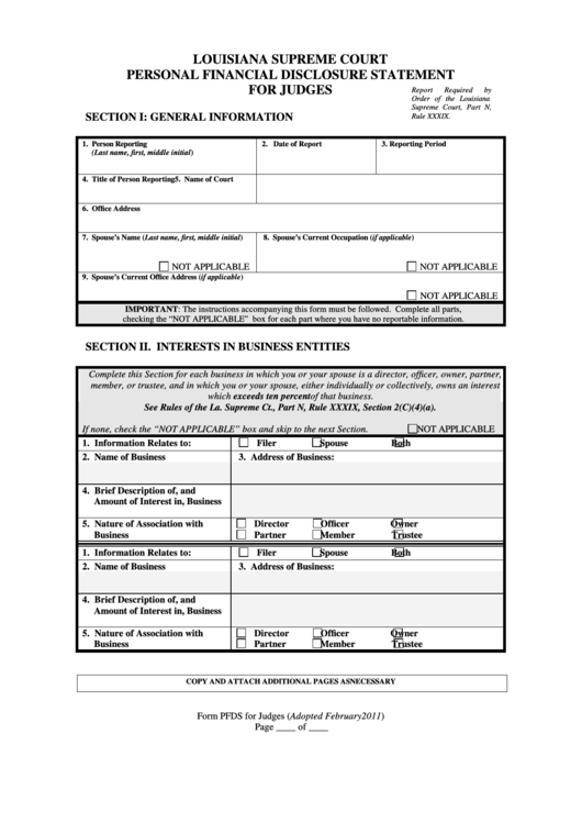 Fillable Personal Financial Disclosure Statement printable pdf download