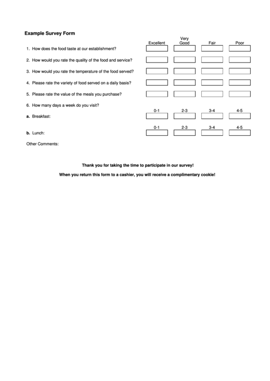 Example Survey Form Printable pdf