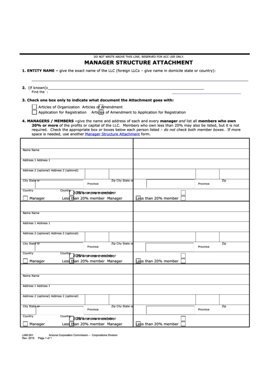 Form L040.001 - Manager Structure Attachment