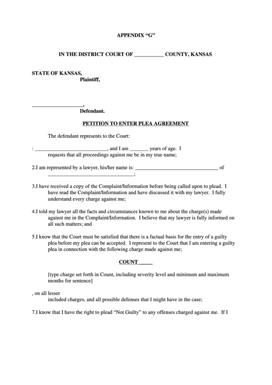 Petition To Enter Plea Agreement Printable pdf