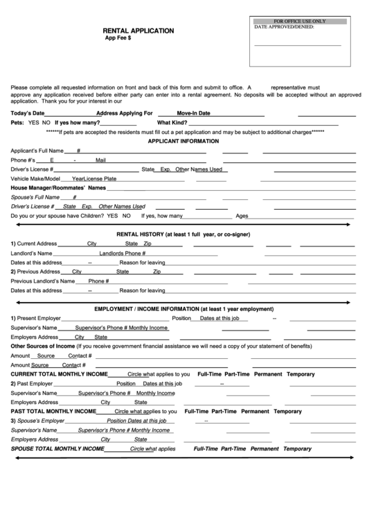 Fillable Missouri Rental Application Template Printable pdf