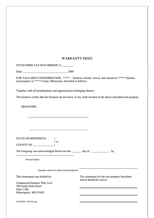 Warranty Deed Printable pdf
