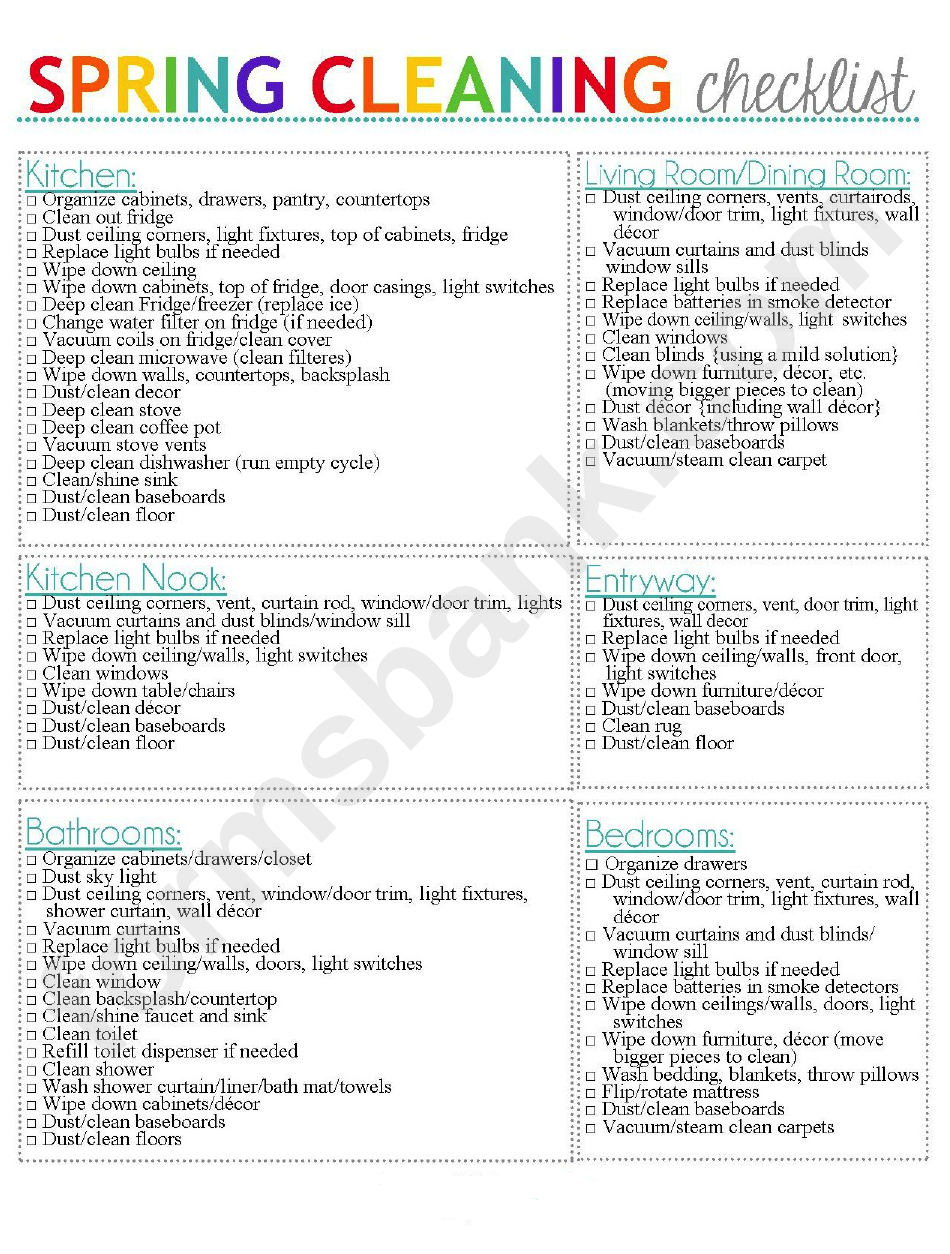 Cleaning Checklist Template Printable Pdf Download