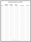 Business Mileage Log Sheet