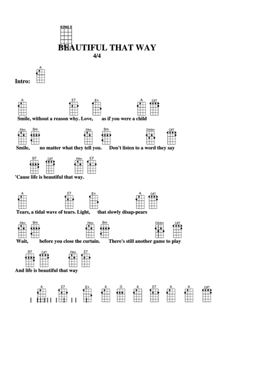Beautiful That Way Chord Chart Printable pdf