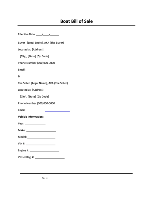 Boat Bill Of Sale Printable pdf