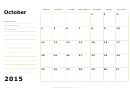 October 2015 Monthly Calendar Template