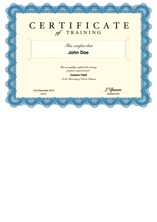 Certificate Of Training
