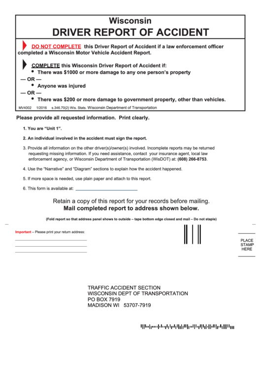 Fillable Driver Report Of Accident Form Printable pdf