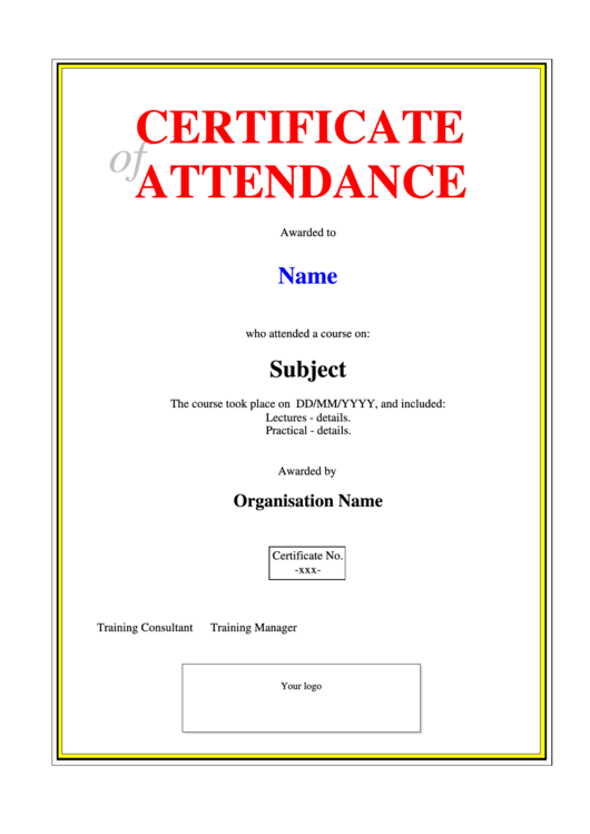 Certificate Attendance