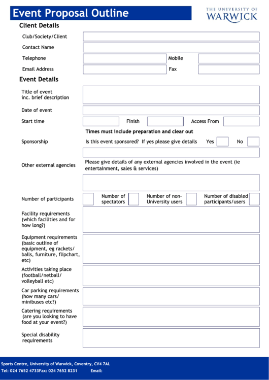 Event Proposal Outline Printable pdf