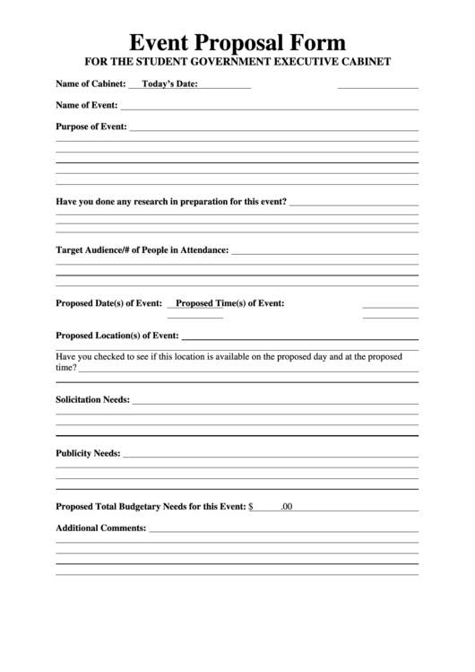 Event Proposal Form Printable pdf