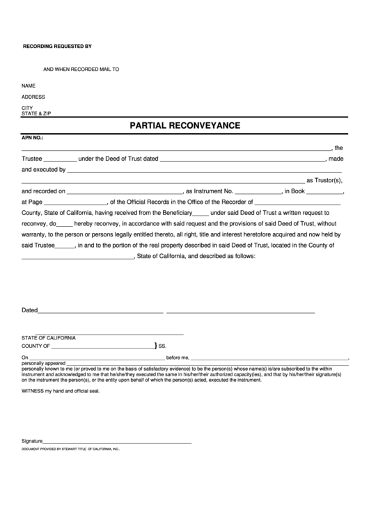 Partial Reconveyance Printable pdf