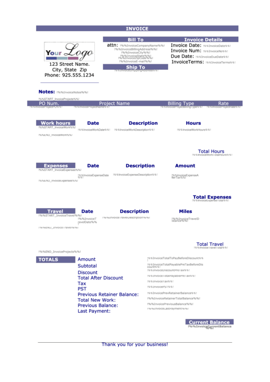 Business Invoice Template Printable pdf
