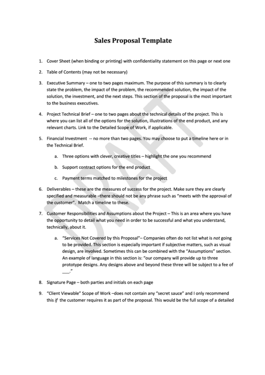 Sales Proposal Template Printable pdf
