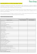 Marketing Objectives And Marketing Budget Template