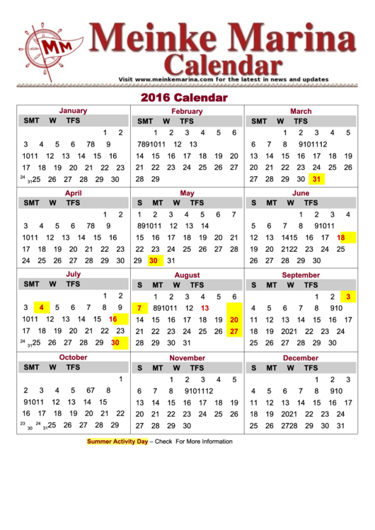 2016 Monthly Calendar Template Printable pdf
