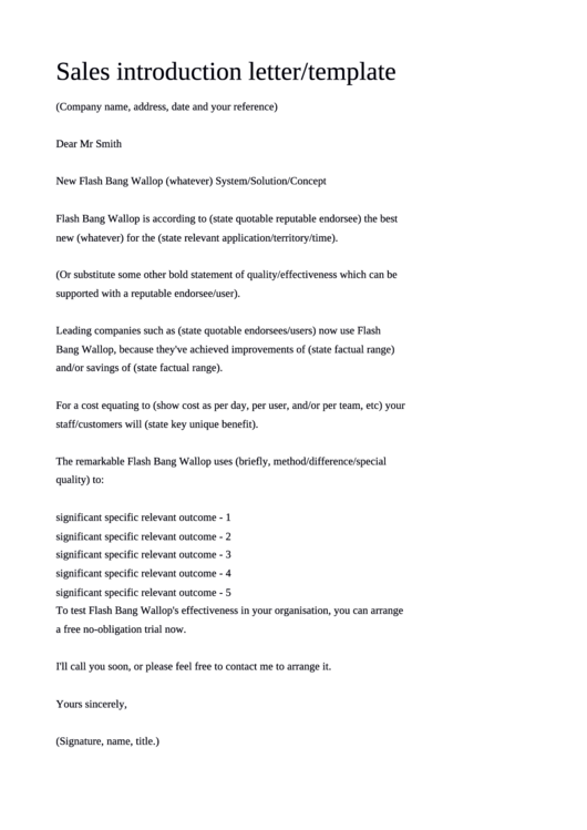 Sales Introduction Letter Template