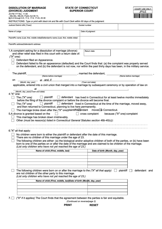 Fillable Dissolution Of Marriage Printable pdf