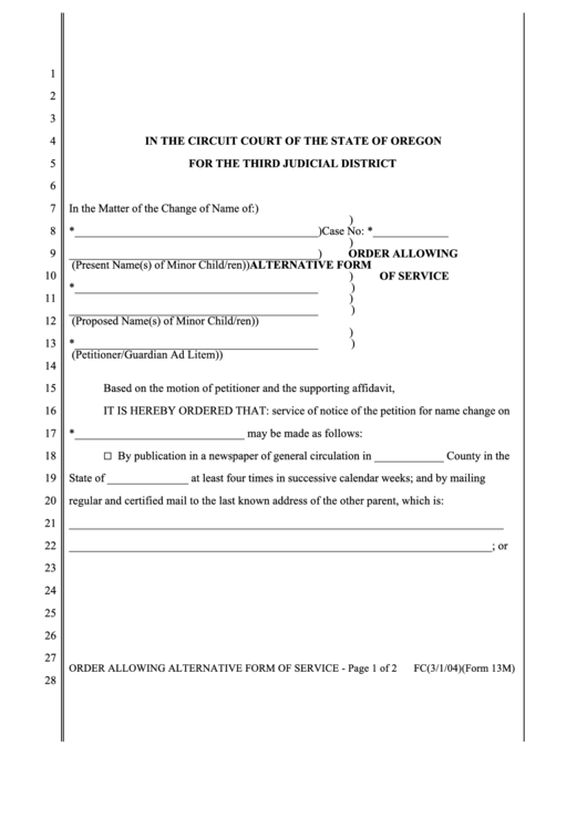 Order Allowing Alternative Form Of Service Printable pdf