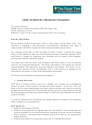 Letter Of Intent For A Business Transaction