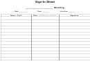Meeting Sign-in Sheet Template - Fillable