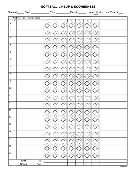 Softball Lineup & Scoresheet