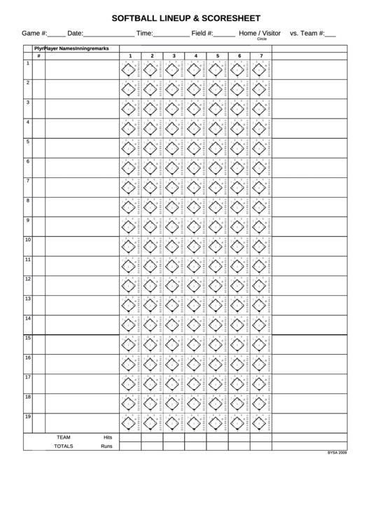 Softball Lineup Card Template