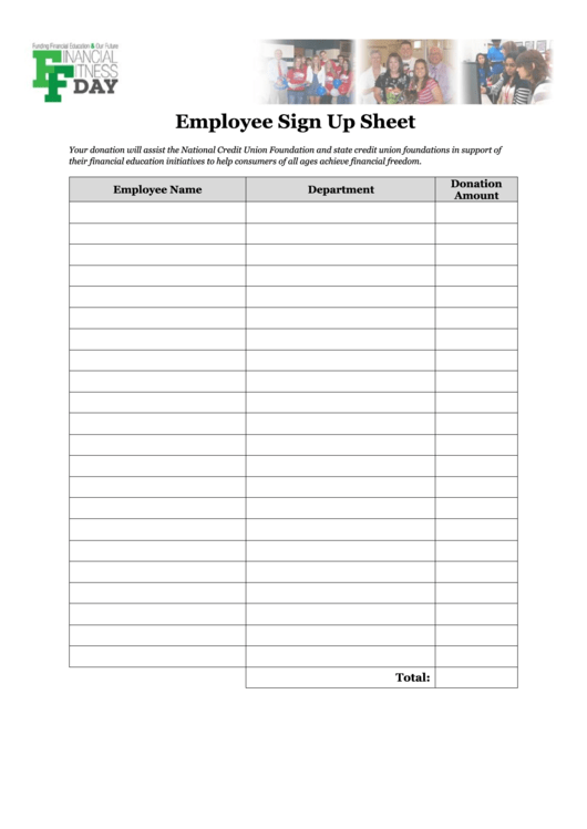 Fillable Employee Sign Up Sheet Template Printable pdf