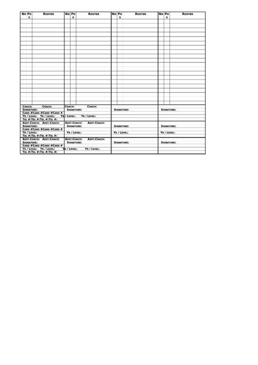 Roster Template Printable pdf