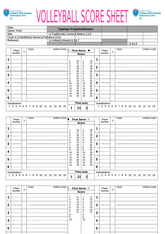 Volleyball Score Sheet, Volleyball Score Sheets Volleyball Score Sheets, .....