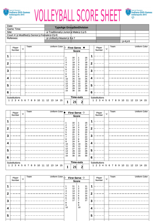 Downloadable Printable Volleyball Score Sheet Pdf Printable Templates