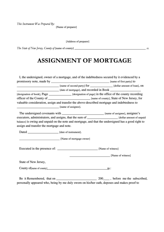 assignment of mortgage to trust