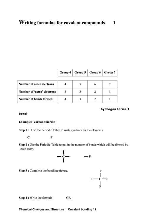 Writing Formulae For Covalent Compounds Printable pdf